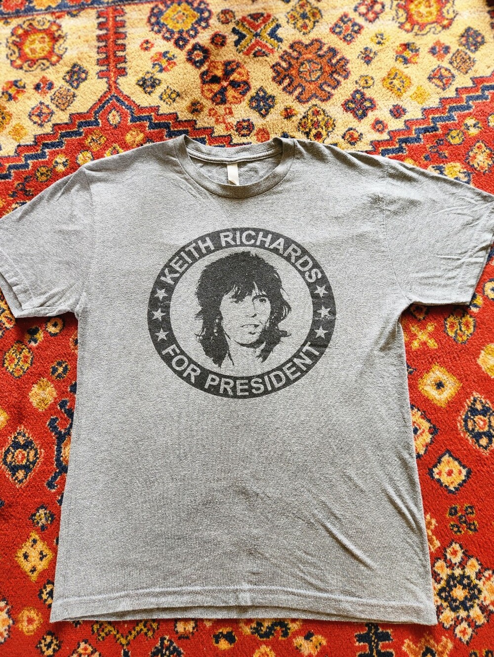 Keith Richards For President Graphic Tee - Gray - The Selvedge Yard